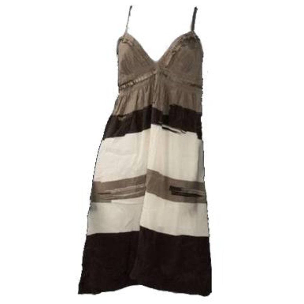 NWT YAYA Afledo Taupe Cream Print Slip Dress